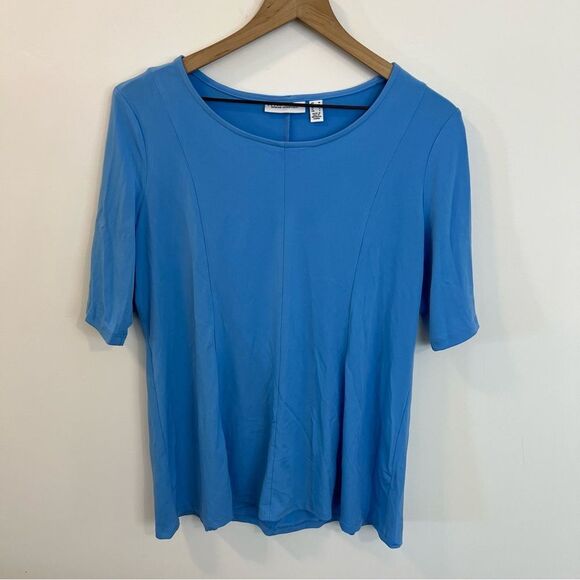New Susan Graver Liquid Knit Fit and Flare Top in Coast Azure | Size M - Picture 2 of 8
